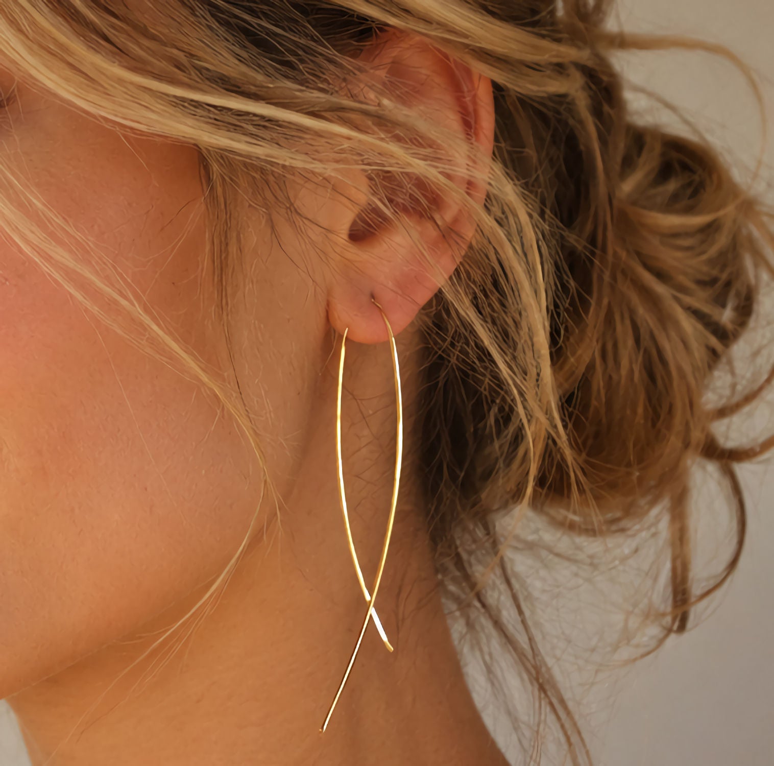 Artisan Thread Long Gold Earrings