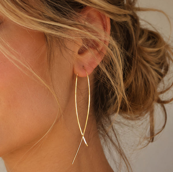 Artisan Thread Long Gold Earrings