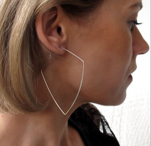 Geometric Silver Hoop Earrings