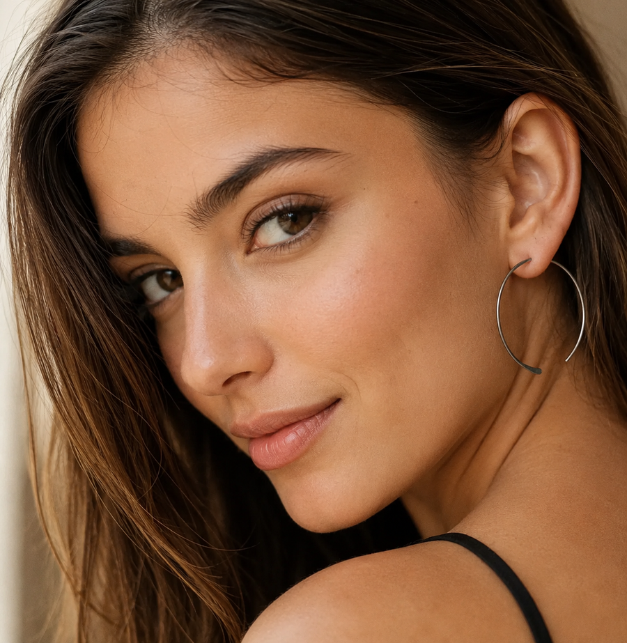 Oxidized Black Fashion Hoops
