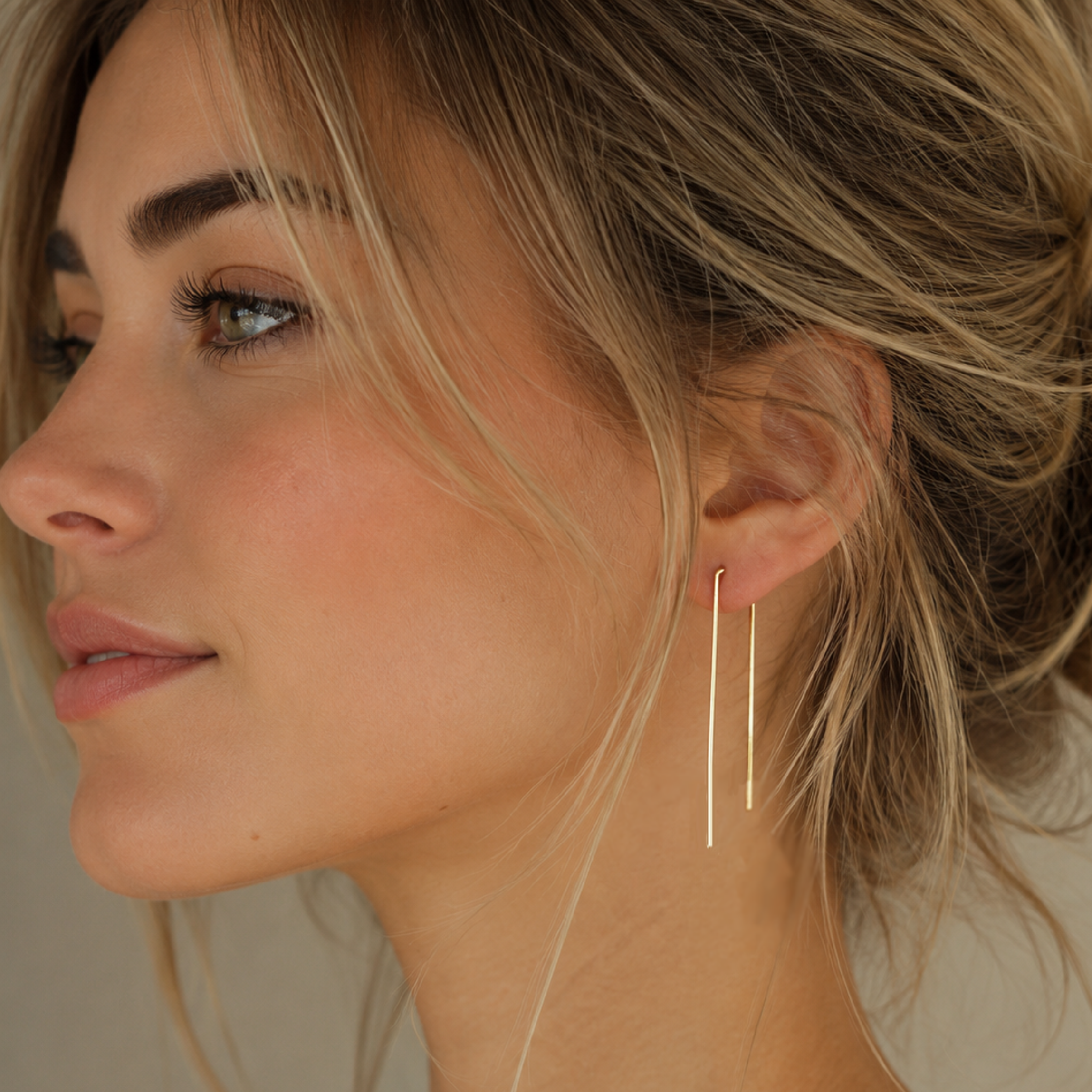Gold Thin Threader Earrings