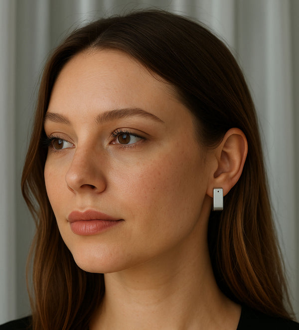  rectangular silver studs for women