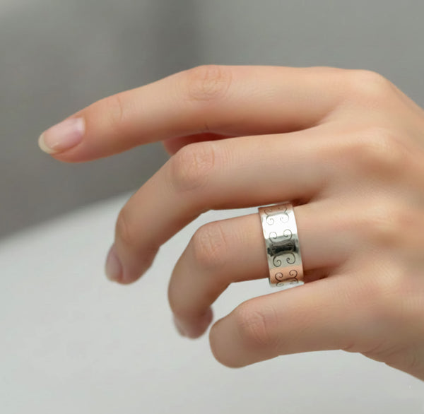monogrammed silver ring for women