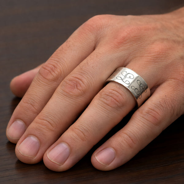emns monogrammed silver ring 