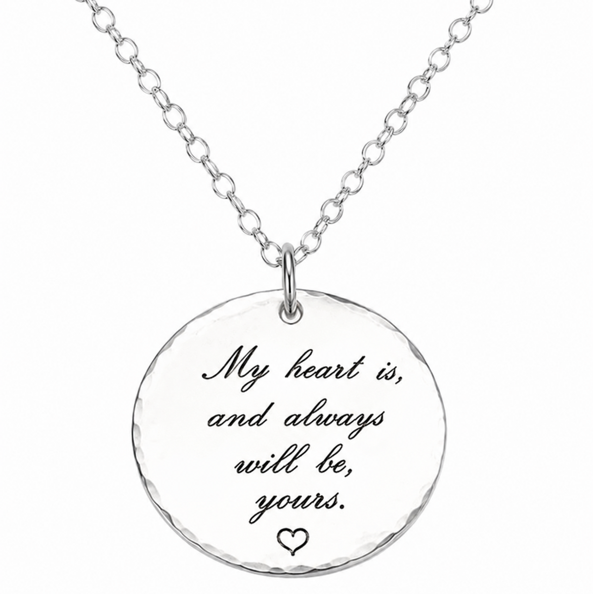 love, hear engraved words necklace