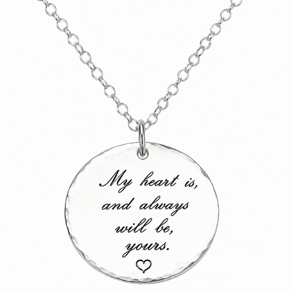 love, hear engraved words necklace