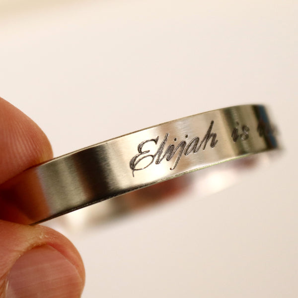 custom Engraved bangle bracelet silver