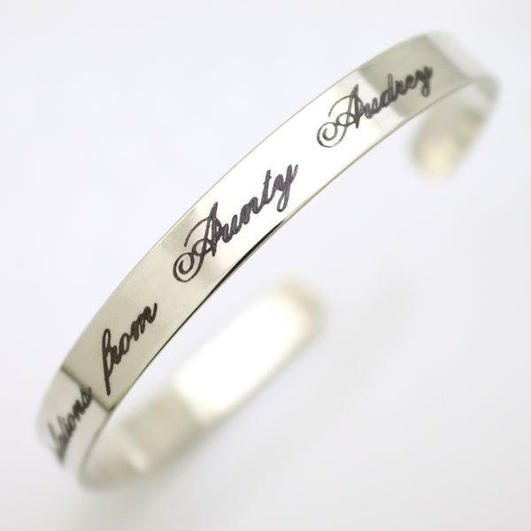 Sterling silver bangle cuff bracelet