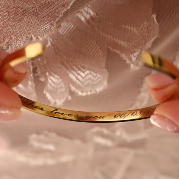 hidden message negraved gold cuff 4 mm