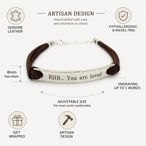 Personalized Leather Bracelet, Boyfriend Gift