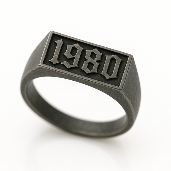 custom black date ring