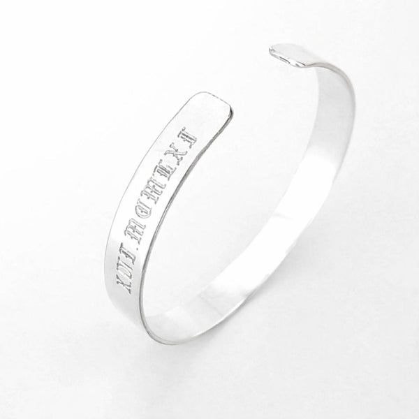 Anniversary Gift For Husband - Personalized Silver Cuff Bracelet for Men