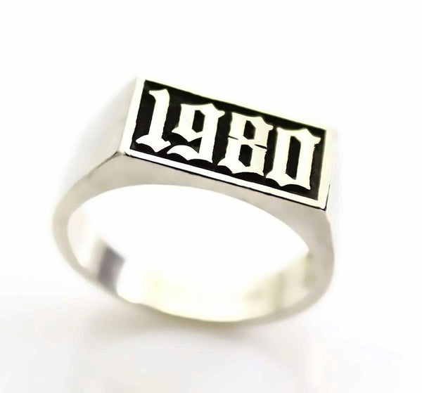 geometric signet ring personalized