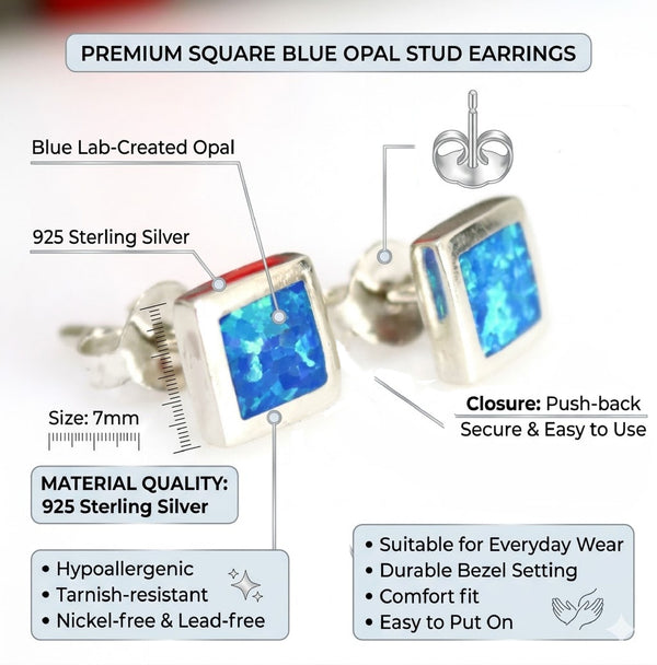 Blue Opal Studs for men