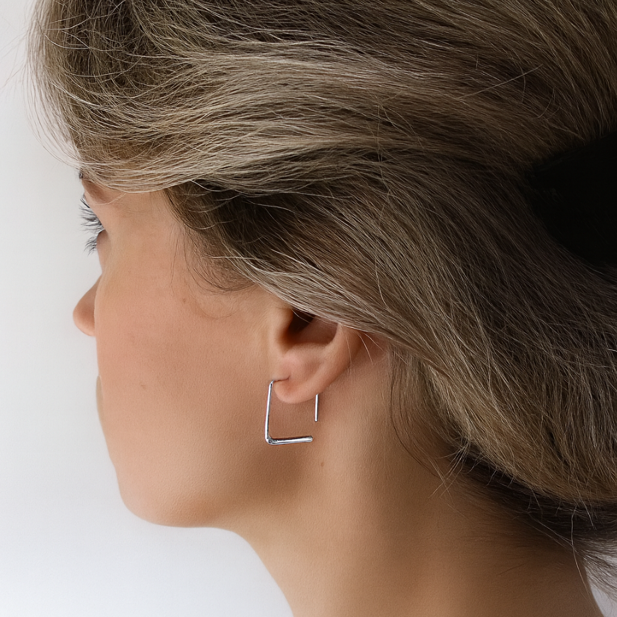 Square Hoops - Sterling Silver Square Earrings