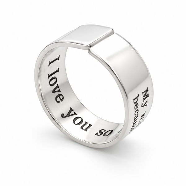 Personalized Couple Rings Sterling Silver Set