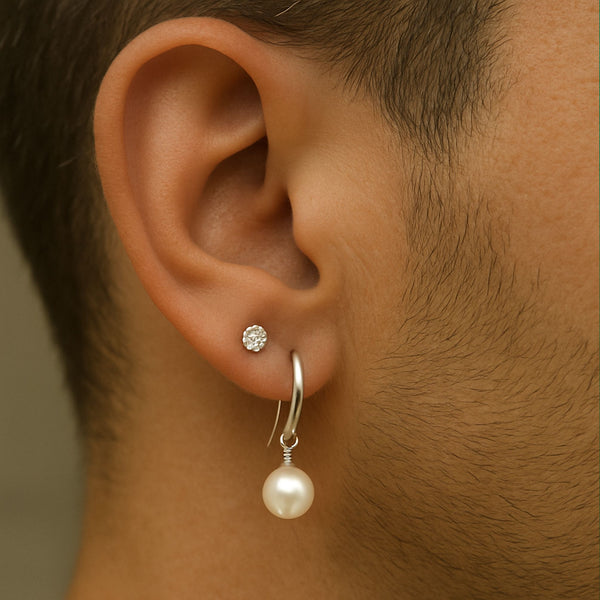 drop pearl earring for men