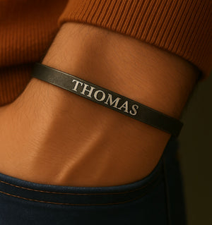 Mens Name Bracelet custom engraved black bracelet
