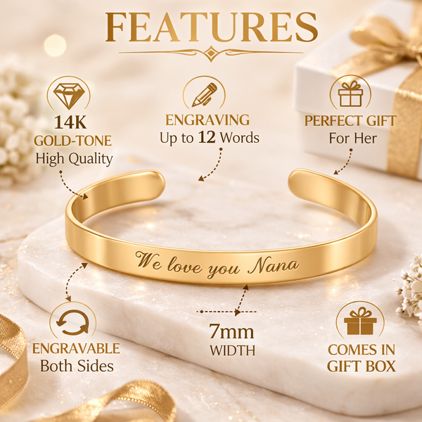 Custom Inspirational Personalized Gold Cuff for her