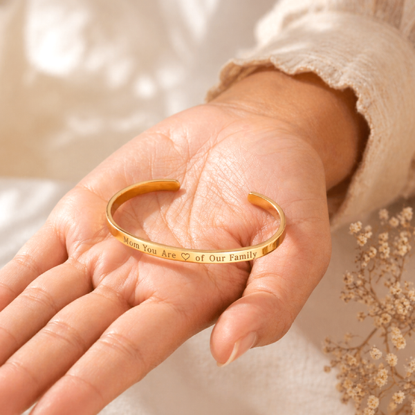 personalized mom jewelry gold cuff bracelet