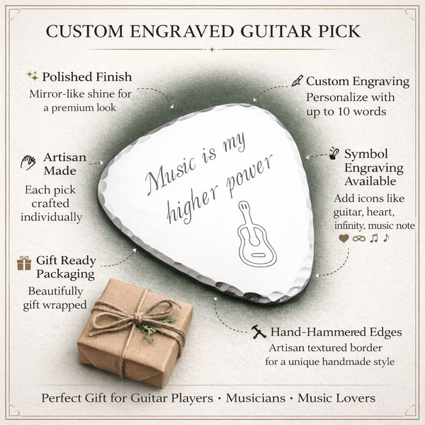 Engraved Guitar Pick Keychain - Gifts for Men