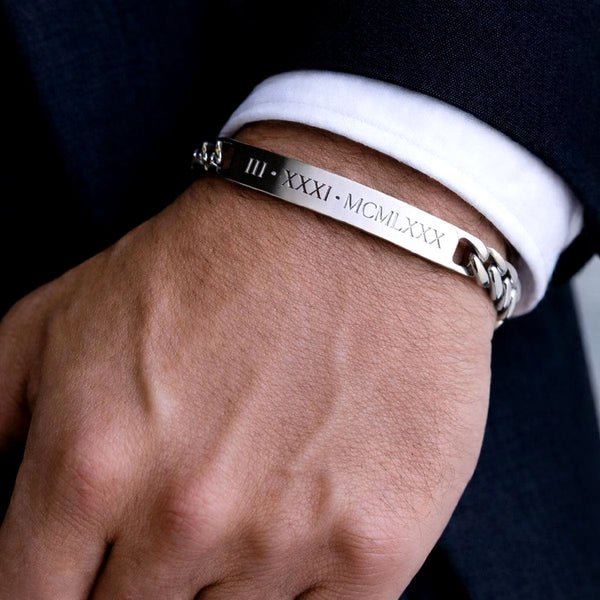 Custom Engraved Curb Chain Bracelet for Men