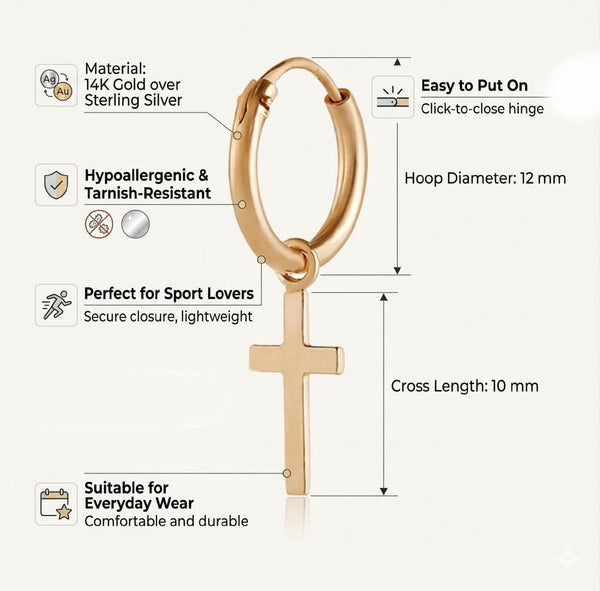 Dangling Small cross earring for men