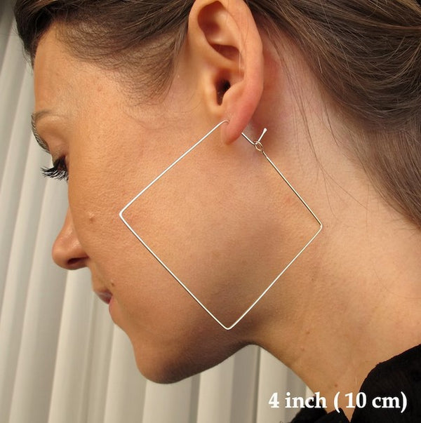 4 inch square hoop earrings