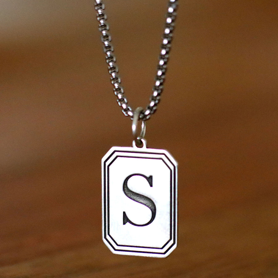 Letter dog tag pendant for men