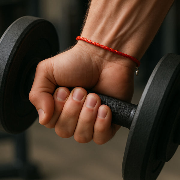 Red Braided Leather Bracelet for Men