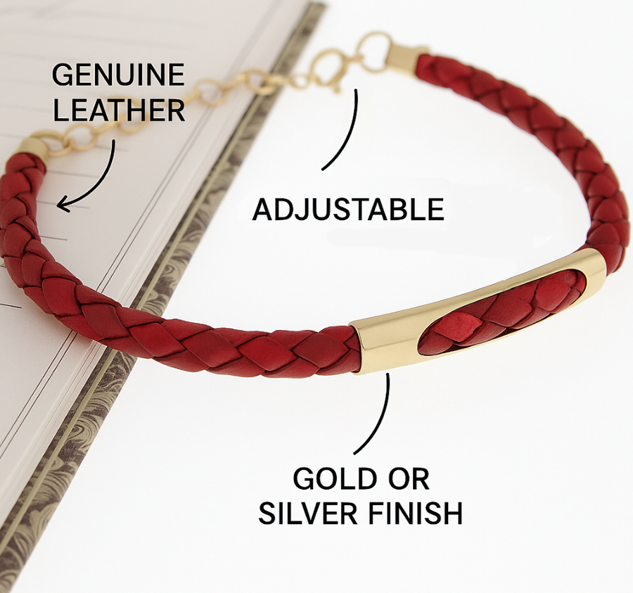 Braided red leather bracelet
