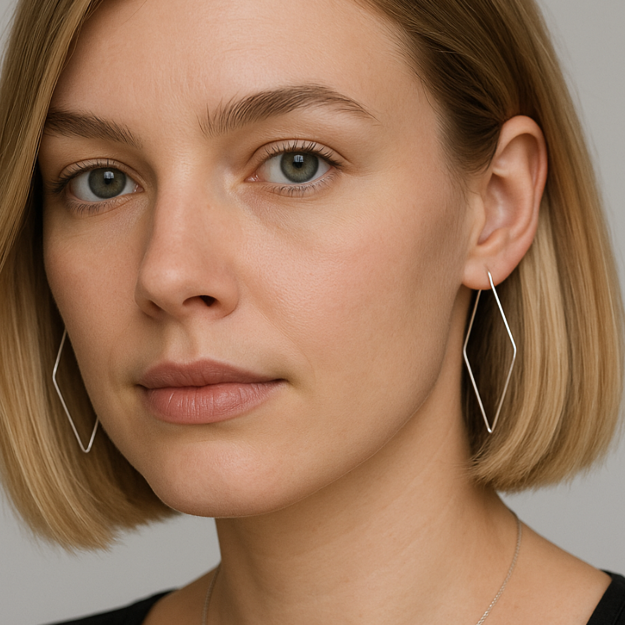 Rhombus Sterling Silver Hoop Earrings