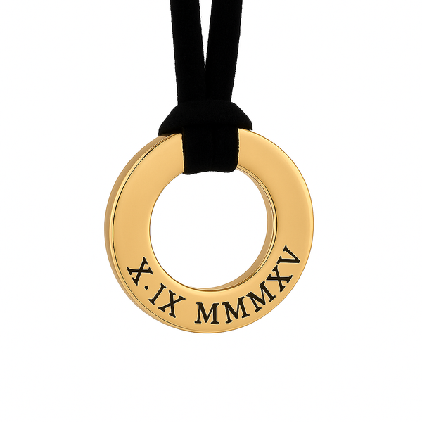 Circle Pendant Roman Numeral Necklace