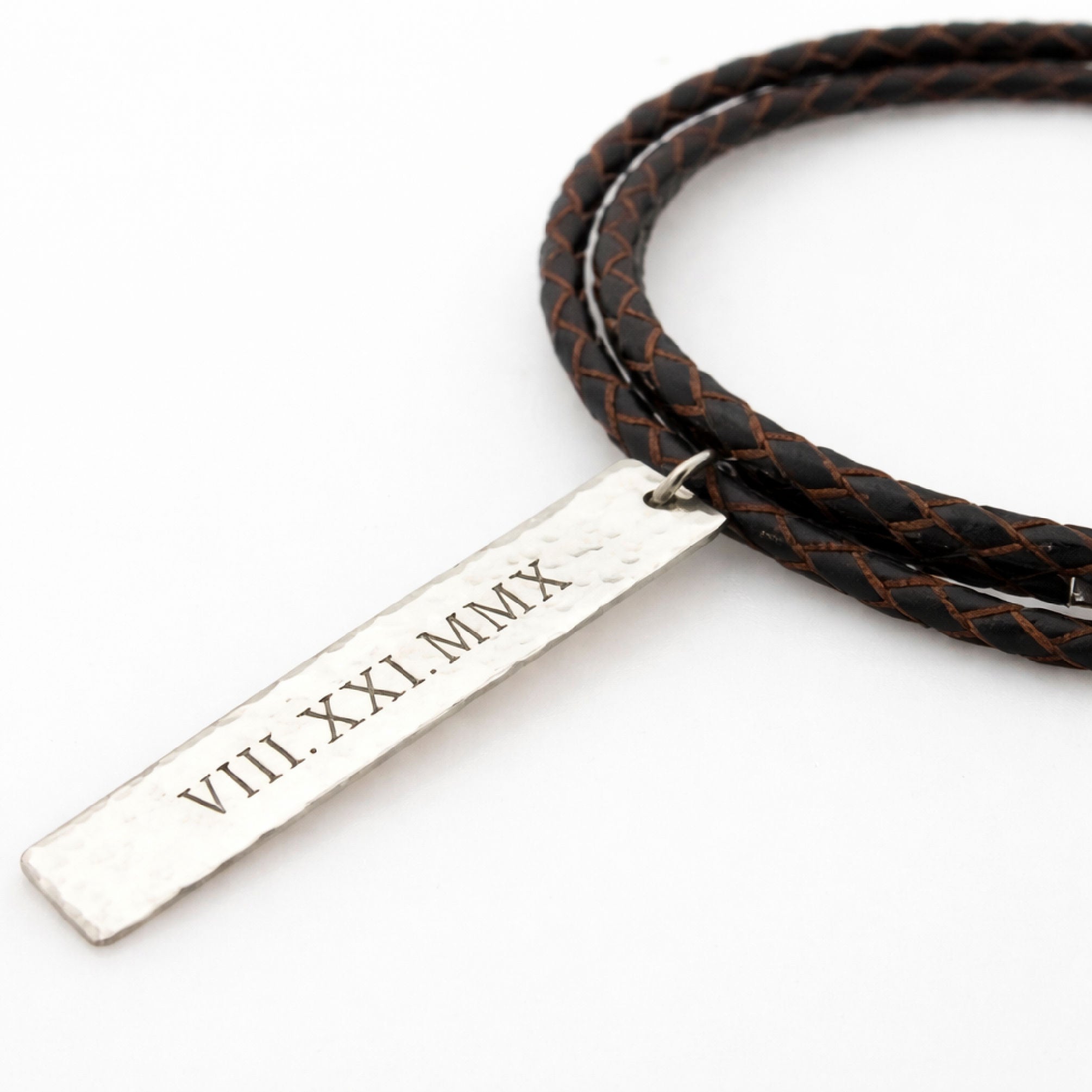 Roman Numerals Date Necklace for Men