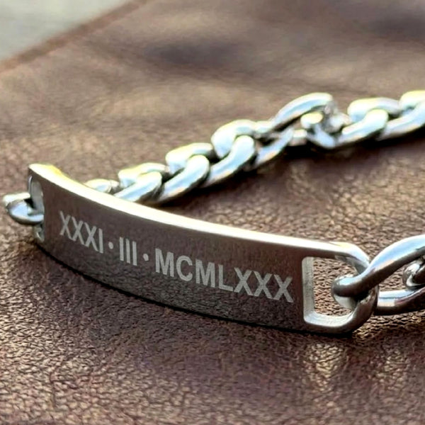 Custom Engraved Curb Chain Bracelet for Men