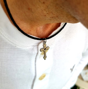 Rustic cross pendant for men