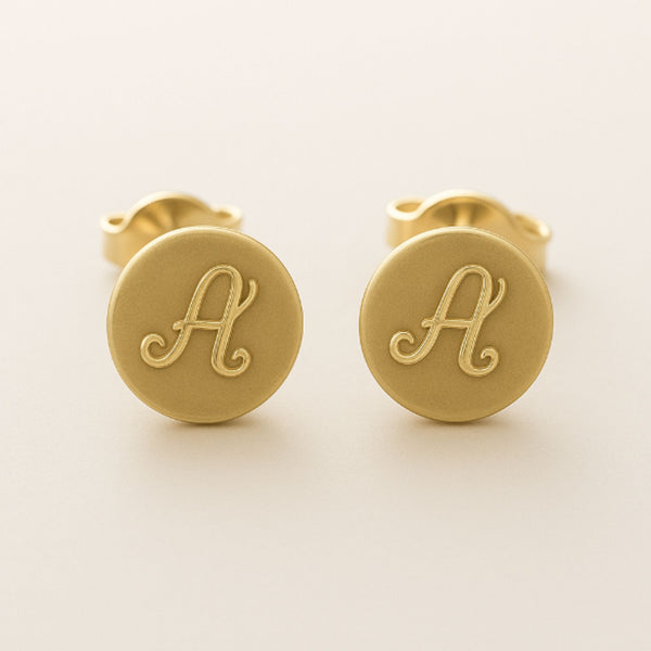 Mens Initial Earring - Sterling Silver Studs Personalized Earrings for men