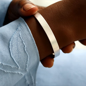 matte sterling silver cuff bracelet for women