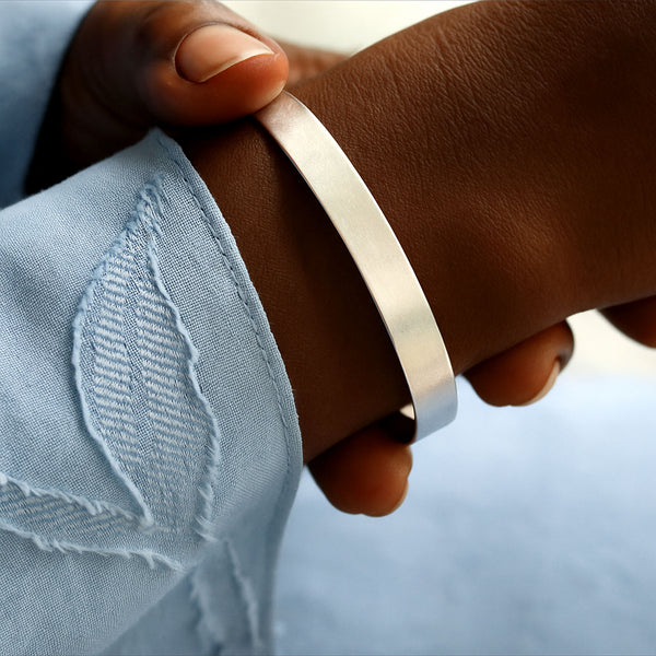 matte sterling silver cuff bracelet for women