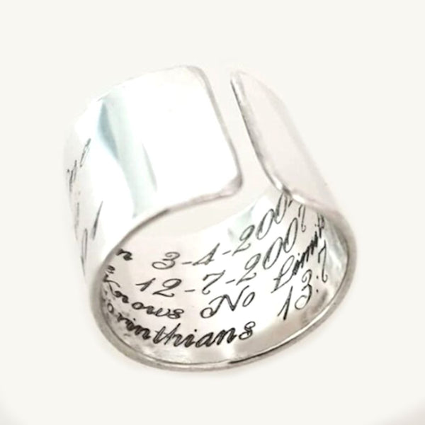 Wide Sterling Silver Hammered Band Ring for Her or Him