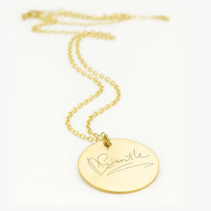 handwriting engraved round pendant