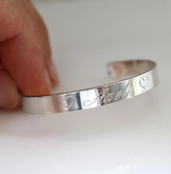 Custom Toddler Name cuff Bracelet - personalized Childs bangle Sterling silver 925