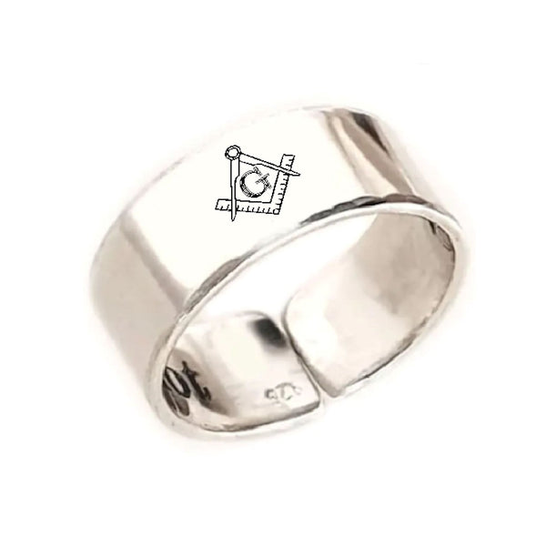 Silver ring with a Freemason symbol 