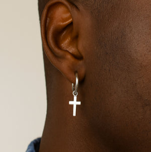 Sterling Silver Hoop Earring with Cross