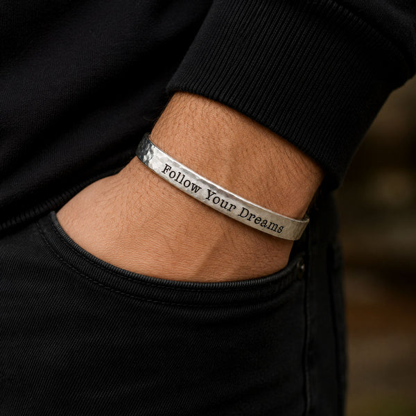 Personalized Hammered Cuff Bracelet for Men