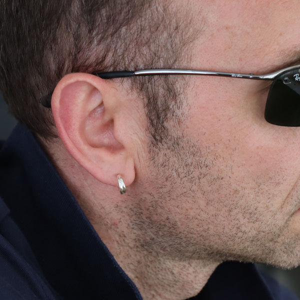 minimalist design mens hoops 10mm Sterling silver