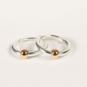 small hoops with gold balls