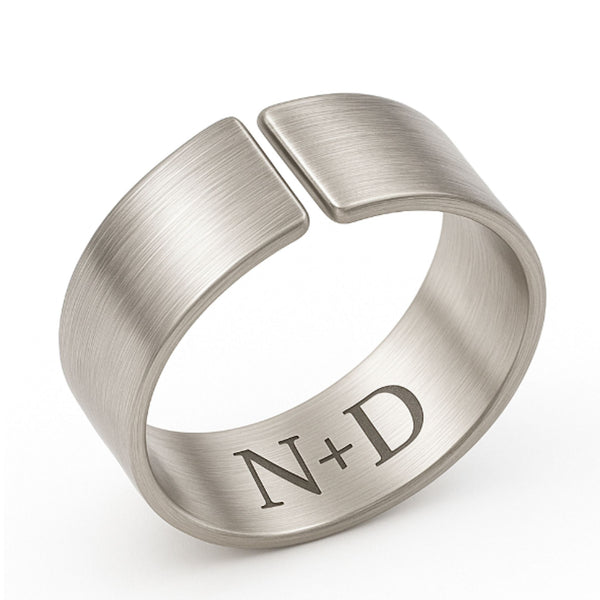 Silver ring with engraved initials