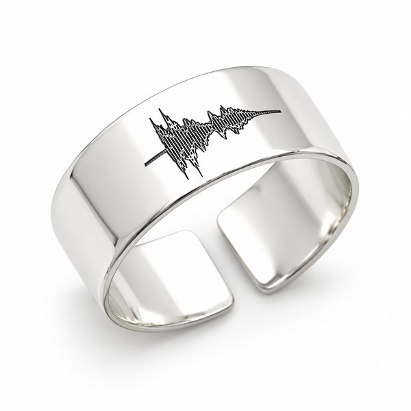 Engraved Soundwave Ring - Gift For Her or Him