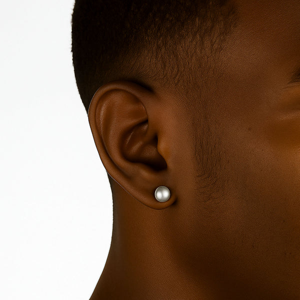 Sterling Black Round Post For Men